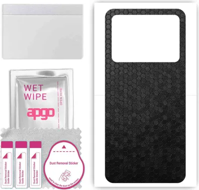 Produktbild von apgo Rückseite Schutzfolie, Skin, kompatibel mit Realme GT Neo6, Hinten Displayschutzfolie aus Vinylfolie, kratzfest, einfache Montage - Schwarze Honigwabe