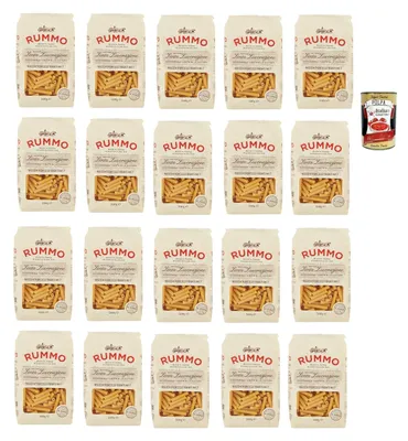 Produktbild von Rummo Italian Gourmet Bundle Maccheroncelli Rigati N° 7 20 x 500 g, italienische Hartweizenpasta aus Grieß, bronzegezogene Pasta, 11 Minuten Kochzeit, gerippte Röhrennudeln + Italian Gourmet polpa