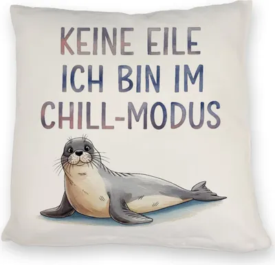 Produktbild von Polyester Dekokissen bedruckt mit Seehund im Chill Modus 40x40cm, waschbar