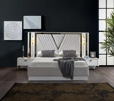 Produktbild von Schlafzimmer Set Bett 2x Nachttisch 4tlg Design Modern Luxus Komplettes