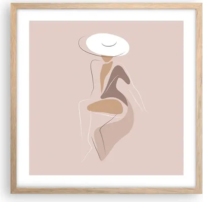Produktbild von Gerahmtes Poster - Rahmen in heller Eiche - Buntstift Frau Hut - 50x50 cm - Wand Bild - Wanddeko - Wandbilder - Kunstposter - Wandposter - Bilderrahmen - Bilder - Kunstdruck - P2NAC50x50-4773