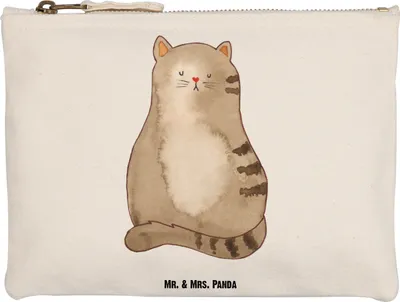 Produktbild von Mr. & Mrs. Panda Kulturbeutel Katze Sitzen Grösse XL Große - Weiß - Geschenk, Liebe, Katzen, beauty tasche, Haustier, Etui, kosmetiktäschchen, Herz, Pouch, Cats