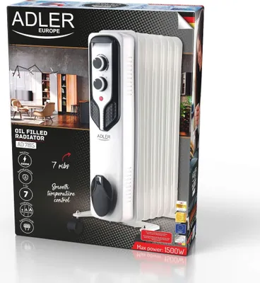 Obrázok produktu pre Adler AD 7815 elektrický ohrievač priestoru Indoor White 1500 W Olejový elektrický ohrievač priestoru