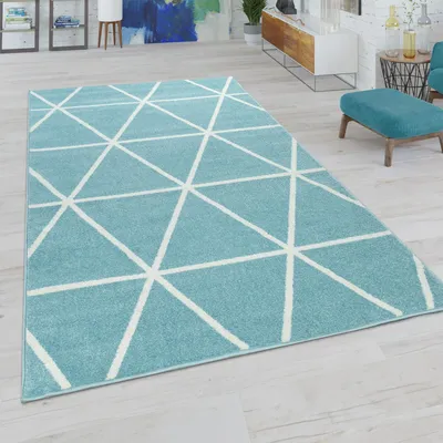 Produktbild von Wohnzimmer Teppich Moderne Pastell Farben Skandinavischer Stil Rauten Muster Grösse 60x100 cm