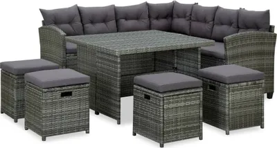 Produktbild von 6-tlg. Garten-Lounge-Set mit Auflagen Poly Rattan Grau