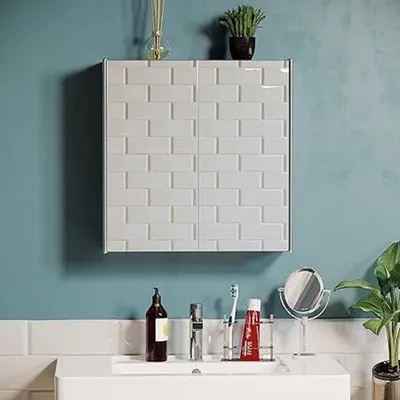 Produktbild von Famanu Spiegelkasten - Elegantes Badezimmermöbel mit Doppelspiegel