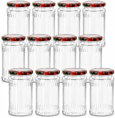 Produktbild von 12x Einmachgläser 370 ml mit Deckel Ø 66 mm – Marmeladengläser, Schraubgläser für Honig, Gurken, Konfitüre & Vorräte