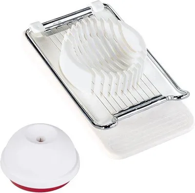 Immagine prodotto di Cuocipasta e forettino per uova - accessori da cucina tradizionali - 2 pezzi - bianco/rosso/argento.