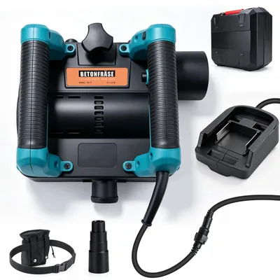 Image de Fraiseuse à béton sans fil de 1600W, compatible avec les batteries Makita 18V, fraiseuse de nettoyage à 4000 oscillations par minute, profondeur de coupe réglable de 0 à 4 mm, 6 vitesses réglables, fraiseuse à rouleaux, fraiseuse de rénovation, fraiseuse pour murs, ponceuse pour béton