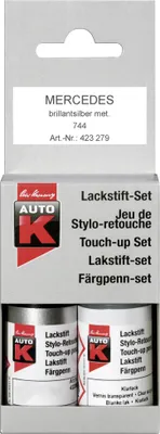 Produktbild von Auto-K Lackstift Mercedes Brilliantsilber met. 744 2x 9ml