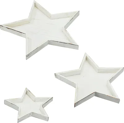 Produktbild von 3er Set „Stern“ Dekoteller in 3 Größen weiß antik Adventsteller Weihnachtsteller