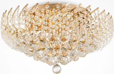 Produktbild von Deckenlampe Metall Glas D: 51 cm in Gold E14 rund Klassisch Kristall