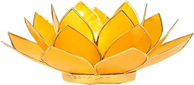 Immagine prodotto di Loto Atmosferico Chakra giallo chiaro 3 finiture in oro - 13,5 cm