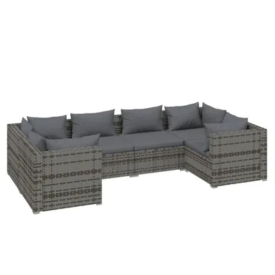Obrázek produktu pro vidaXL 6dílná zahradní lounge souprava s polštáři Poly Rattan Grey
