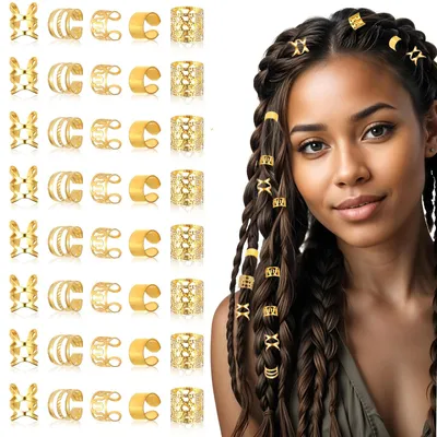 Productafbeelding van Haarsieraden - Set van 40 - Goud - Verstelbaar - Vlechten en dreadlocks