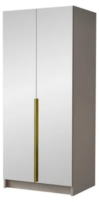 Produktbild von MIRJAN24 Kleiderschrank Bono III, Schlafzimmer, mit Spiegel, Drehtürenschrank, mit Kleiderstange, Modern, Garderobenschrank, Metallgriffe (Farbe: Cashmere / Cashmere + Gold)