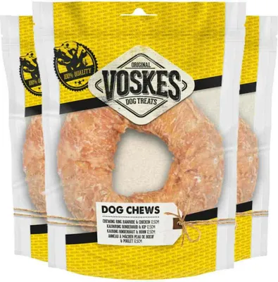 Produktbild von Kauring Rohhaut mit Huhn 12,5 cm - Voskes
