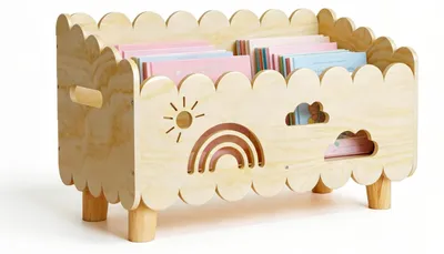 Kinder-Bücherregal aus Holz, Montessori-Design, 31x41,2x47,5 cm