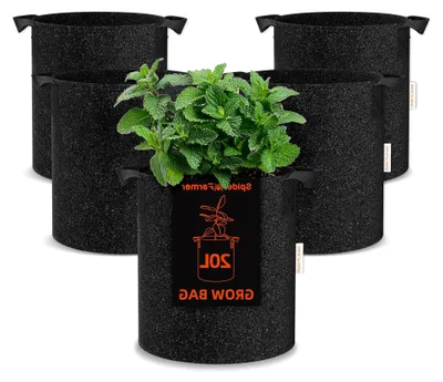 Produktbild von 5 Gallonen 18 L Pflanzsack, Vliesstoff Pflanzentopf mit Griffen für Kartoffeln, Tomaten, Gemüse und Pflanzen (5 Stück)