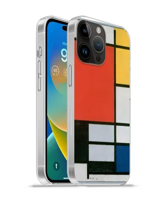 Produktbild von MuchoWow® Handyhülle Schutzhülle Hülle für Apple iPhone 14 Pro - Softcase Komposition 2 in Rot Blau und Gelb - Piet Mondrian Silikon Softcase Handy Hülle - Umschlag