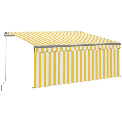 Image de vidaXL Store manuel rétractable avec enrouleur 3,5x2,5 m jaune & blanc