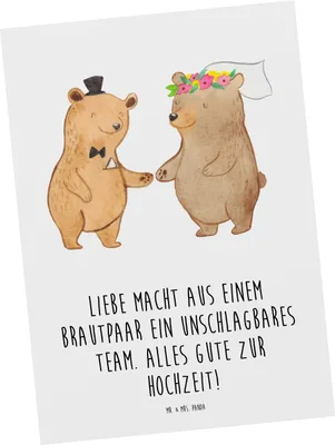 Produktbild von Mr. & Mrs. Panda Postkarte Unschlagbares Brautpaar - Weiß - Geschenk, Heiraten, Grußkarte, Hochzeitsgeschenk, Ansichtskarten, Hochzeitsfeier, Eheleute, Hochzeit, Freude