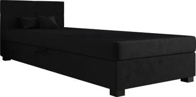 Produktbild von AURA SOFA  Boxspringbett SILO 80x195 Komplett-Set mit Bonell Matratze, Polsterbett mit Bettkästen - Schwarz, MONOLITH 97