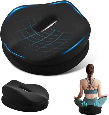 Produktbild von Sitzkissen, ergonomisch, doppelschichtiger Memory-Foam, für Bürostuhl, schwarz