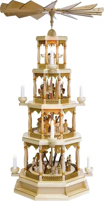 Produktbild von Tischpyramide Christi Geburt 4 stöckig natur elektrisch Höhe= 100cm NEU