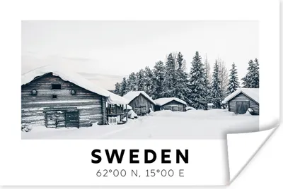 Produktbild von MuchoWow® Poster Schweden - Schnee - Baum - Skandinavien 180x120 cm - Fotoplakat