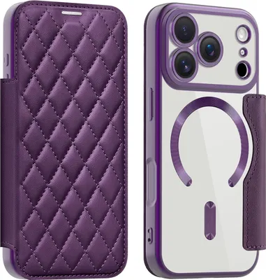Image de Pour Apple iPhone 17 Pro 360 degrés Full Body Magsafe RFID anti vol de données Housse en cuir synthétique Violet