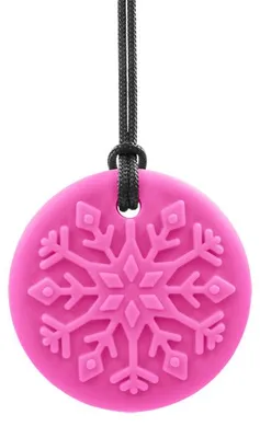 Productafbeelding van ARK Therapeutic Kaufspeelgoed "Schneeflocke" - Bijtspeeltje, felroze, medium. Ronde kauwketting met sneeuwvlokmotief, ideaal om op te kauwen met de voortanden.