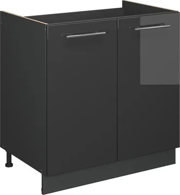 Produktbild von Spülenunterschrank Vicco Fame-Line Anthrazit Hochglanz 80 cm , AP Eiche, Model 56823