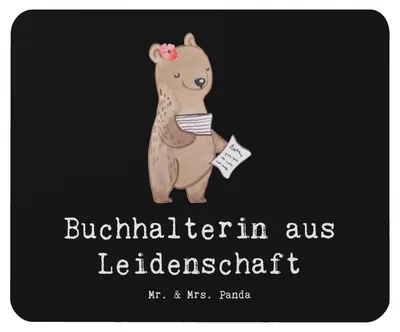 Produktbild von Mr. & Mrs. Panda Mouse Pad Buchhalterin Leidenschaft - Schwarz - Geschenk, Lustig, Mauspad, Buchhalter, Witzig, Beruf, Spruch, pc, mousematte, mausteppich, Mousepad