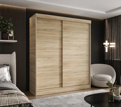 Produktbild von CASPIAN 24 Kleiderschrank Eiche Garderobenschrank mit vier Schubladen Sonoma - 180x205 CM