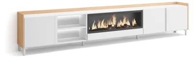 Immagine prodotto di Mobili TV effetto legno Bianco Rovere 315x35x61cm camino effetto fuoco
