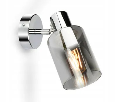 Zdjęcie produktu dla Lampa Ścienna Kinkiet Reflektor Czarna Szklana Glass Tube 540-K1 LED E27