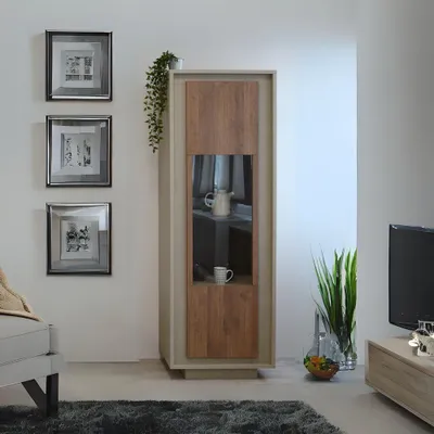 Immagine prodotto di Vetrina con anta Open 67x40x197h colore noce mercure e cashmere