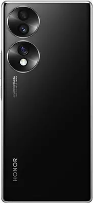 The back of a black Honor 70 smartphone is shown.