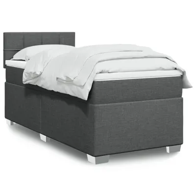Produktbild von Boxspringbett mit Matratze Dunkelgrau 100x200 cm Stoff, Klassische Betten 2024 Neu