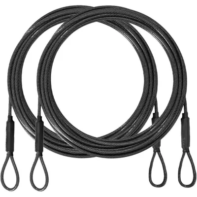 Obrázok produktu pre Bezpečnostné káble z nehrdzavejúcej ocele, priemer 3,3 mm (1/8 palca), dĺžka 1,8 m, 2 kusy, s dvojitou slučkou, odolné voči poveternostným vplyvom