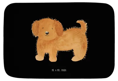 Produktbild von Mr. & Mrs. Panda Badezimmer Matte Hund Flauschig - Schwarz - Geschenk, Hunde, Süß, Badematte, Badezimmerteppich, Badvorleger, Bad Fußmatte, duschmatte, Hundespruch
