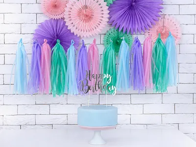 Produktbild von PartyDeco Cake Topper Happy - Birthday Silber