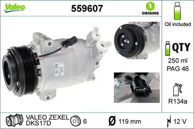 Produktbild von VALEO 559607 DKS17D Klimaanlage Klimakompressor PAG 46 R134a