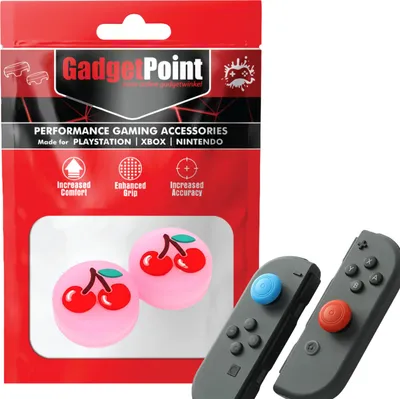 Produktbild von Thumbgrips - Thumb Grips voor Nintendo Switch Joy-Con Controllers - Gaming Thumbgrips - Performance Anti-Slip Thumbsticks - Bescherming Accessoires - Fruit - Kers roze -