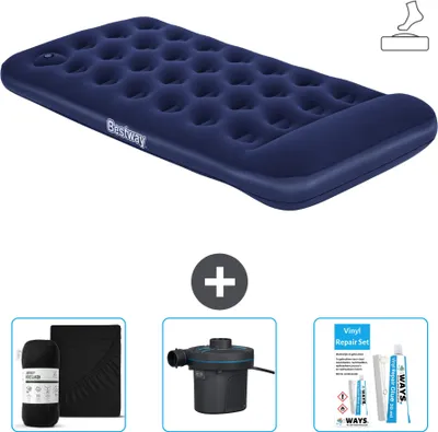 Obrázek produktu pro Bestway nafukovací matrace - pro 1 osobu - 99 x 188 x 28 cm - modrá - včetně příslušenství
