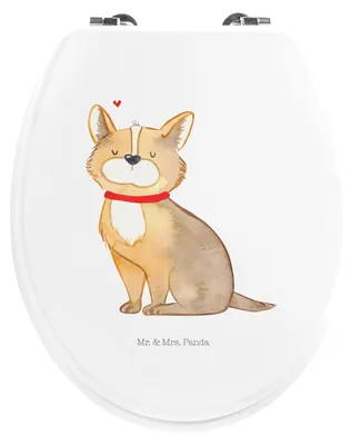 Produktbild von Mr. & Mrs. Panda Klodeckel Hund Glück - Weiß - Geschenk, klo deckel, WC-Sitz, Süß, Herz, Vierbeiner, Toilettendeckel, Toilettenbrille, Sprüche, WC Sitz, Spruch