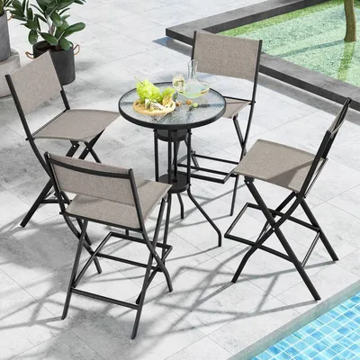 Produktbild von Klappbarer Barhocker mit Rückenlehne, atmungsaktivem Stoff