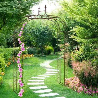 Immagine prodotto di Pergolato da giardino in metallo - Grande arco per piante con terminali