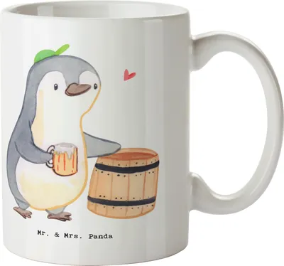 Produktbild von Mr. & Mrs. Panda Kaffeetasse Bierbrauer Herz - Weiß - Geschenk, Henkelpott, Keramiktasse, Biergeschenk, , Männerabend, Party, Bierfass, schöne tasse